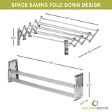 Stainless Steel Wall Mount Laundry Drying Rack: Retractable Fold Away Clothes Dry Racks, Easy to Install Design - 22.5 Linear Ft, 60 lb Capacity, Extended Size: 34” X 24” X 8.5”