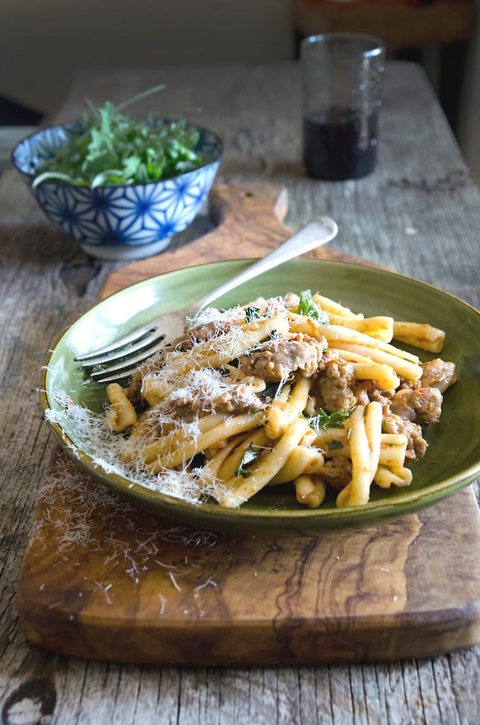 Casarecce Pasta with Lamb Sausage and Kale