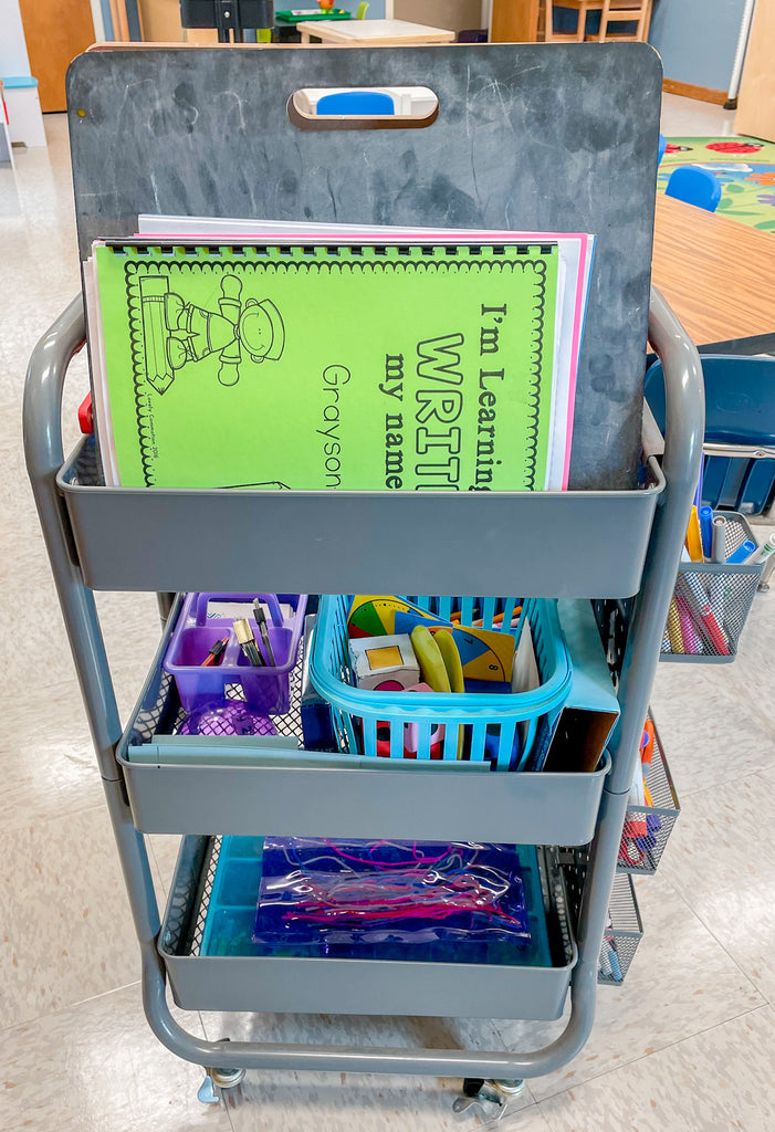 Inside my Preschool Small Group Cart