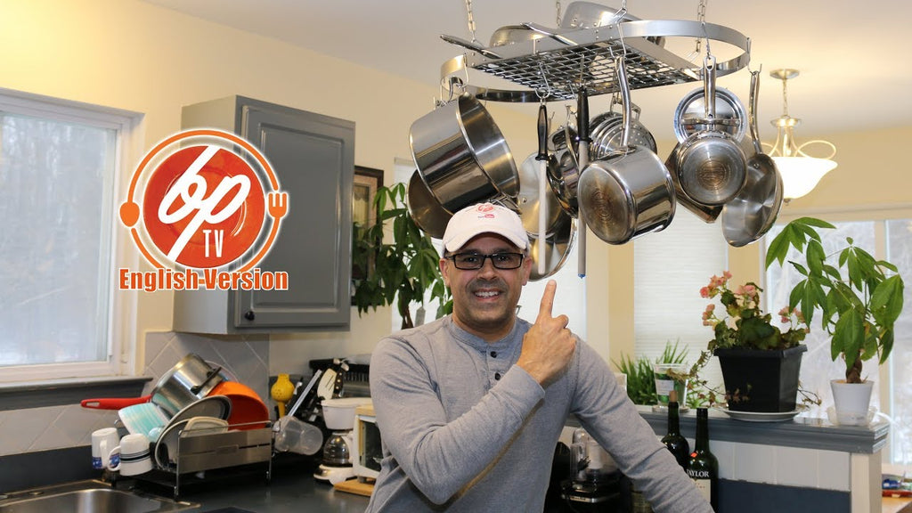 How to save space in your kitchen cabinet - Stainless Steel Ceiling Pot Hanging Rack Stainless Steel Rack: ...