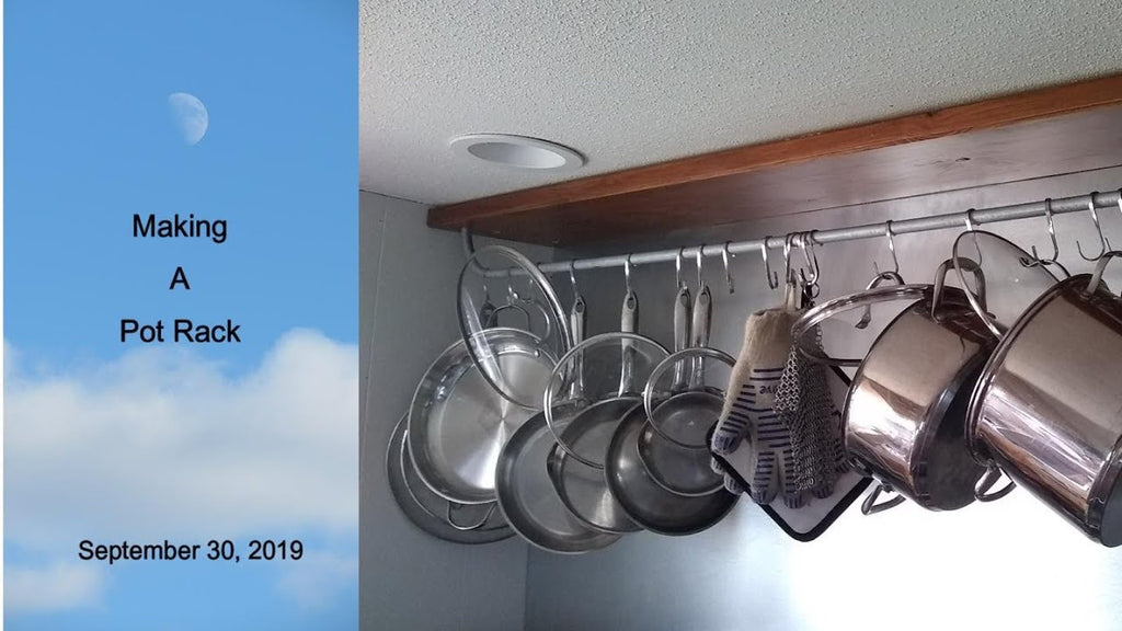 We wanted a hanging pot rack over our stove in the kitchen