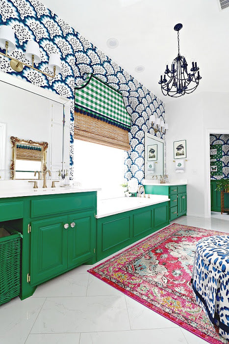 GREEN, BLUE AND WHITE MASTER BATHROOM REVEAL PART 2