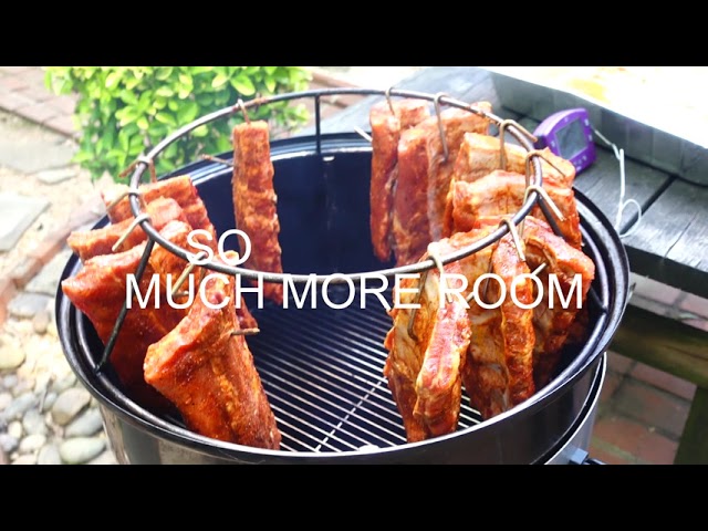 6 Racks Baby Back Ribs on the WSM - Hanging on the Hunsaker Rib Rack - 3 hours - No Water/No Wrap by rayc76knoxville (10 months ago)