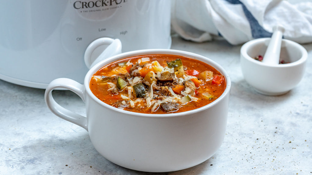 Crockpot Cheeseburger Soup for Delicious Clean Eats!