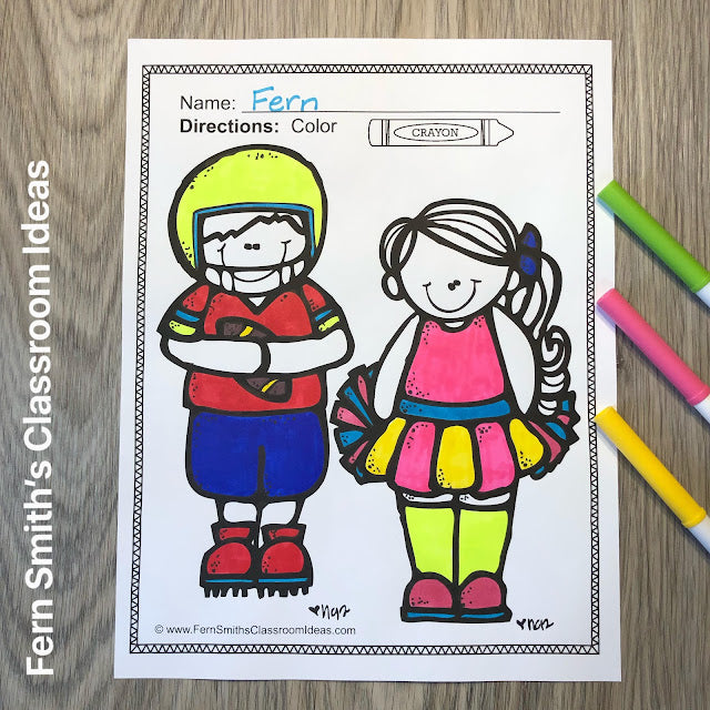 Freebie Friday - Fall Football and Cheerleading Coloring Pages Freebie For Your Classroom!