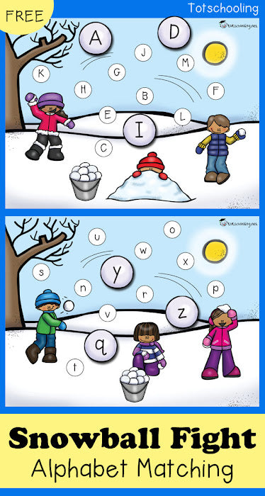 Snowball Fight Alphabet Matching Game