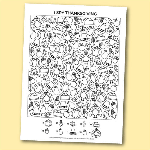 Printable I spy Thanksgiving game