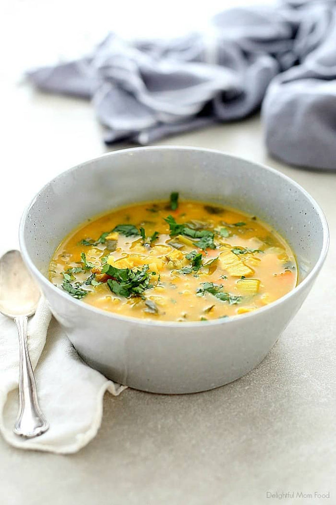 Indian Coconut Curry Chicken Rice Soup