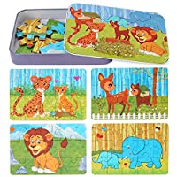 Jijlife Wooden Including Lion Elephant Deer Jigsaw Puzzles Toys only $5.09