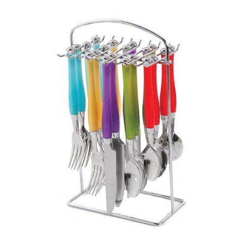 Gibson Home Santoro 20-Piece Stainless Steel Flatware Set with Hanging Rack inAssorted Colors