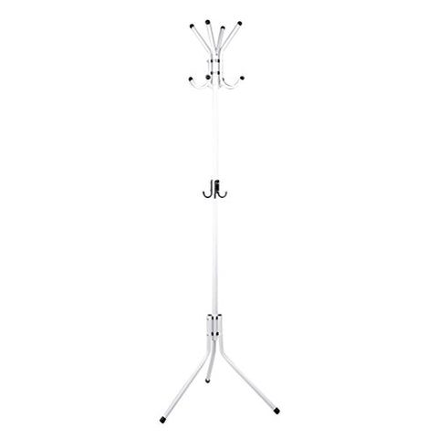 Nexttechnology Standing Entryway Coat Rack Organizer Stainless Steel Metal Hat Hanger Holder Display Stand Tree with 3 Tiers and 12 Hooks for Clothes Scarves Purses and Hats (White)