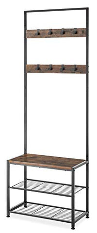 Whitmor Modern Industrial Entry Way Tower/Bench with Shoe Shelves