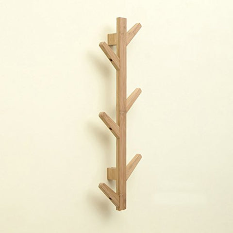 LXLA- Shelf Hangers Coat Rack Hook Up Wood Bamboo Wall-mounted (Available 6, 8, 10 Hooks, 78/98/123 7 22 cm) (Size : 6 hook)