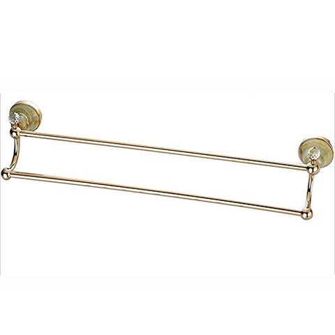 Ping Bu Qing Yun Towel Rack - Copper, Gold And Jade Crystal Embellished European Bathroom Hardware Accessories High And Low Double Towel Rack, Suitable For Bathroom, Bathroom, Home -61.5X14X6.5cm Towe