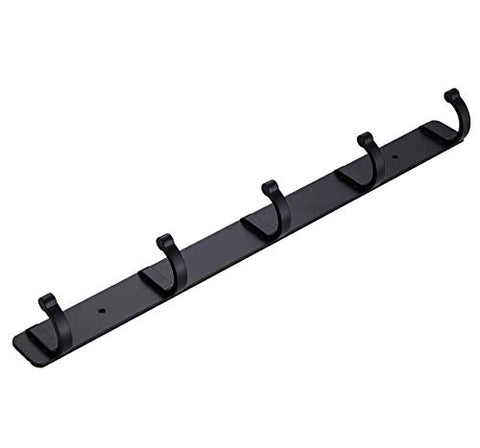 UCAS Bathroom Towel Hook Towel Robe Coat Rack/Rail with 5 Hooks Wall Mount Solid Metal, 14-Inch, Black