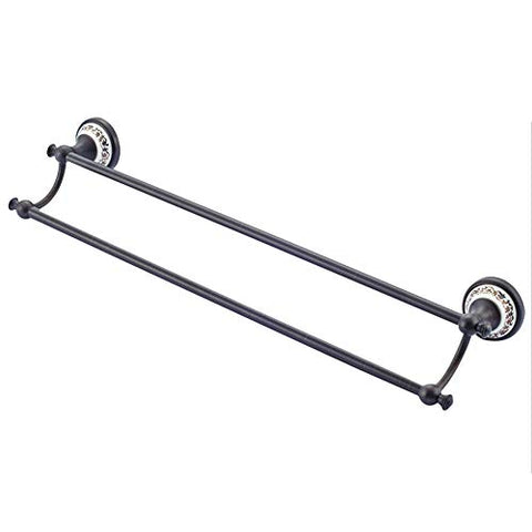 Ping Bu Qing Yun Towel Rack - 59 Copper, Antique Black Blue and White Base Bathroom Hardware Pendant High and Low Double Towel Rack, Suitable for Bathroom, Home - 61.5X10cm Towel Rack
