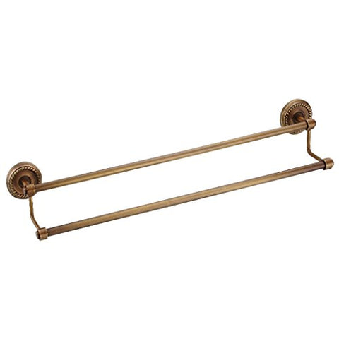 Ping Bu Qing Yun Towel Rack - All Copper, European Antique Double Pole Carved Hardware Bathroom Accessories High and Low Pole Towel Rack, Suitable for Bathroom, Home -60x7.5cm Towel Rack