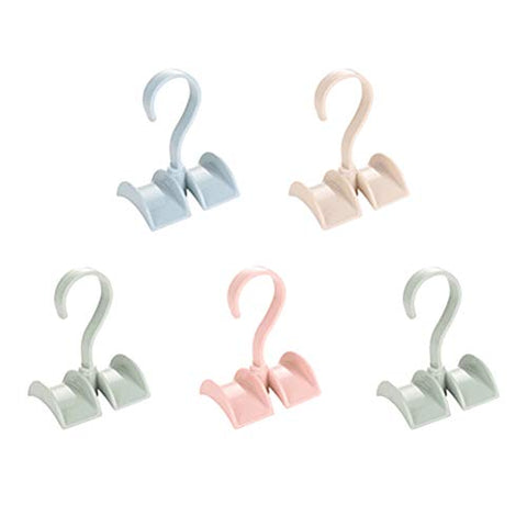 5pcs Rotated Storage Rack Bag Hanger Without Punch Clothes Plastic Rack Creative Tie Coat Closet Hanger Wardrobe Organizer (Assorted Colors)