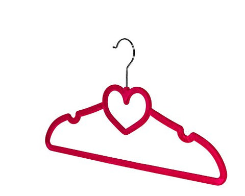 BriaUSA Clothes Hangers Heart Shaped Slim, Sturdy with Steel Swivel Chrome Hooks – Dark Pink – Set of 10
