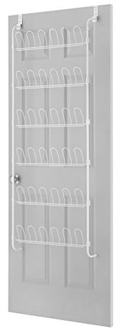 Whitmor 18-Pair Over The Door Shoe Rack, White