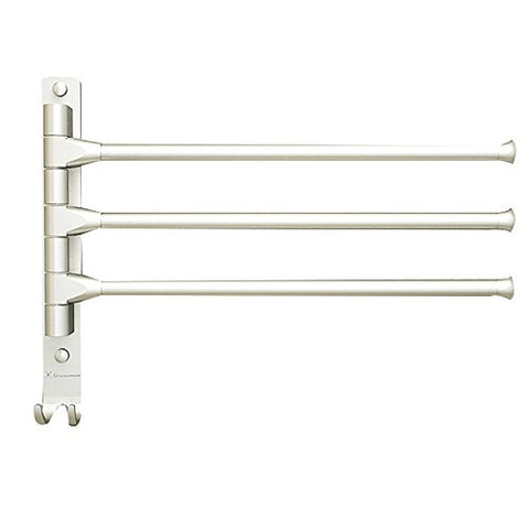 Ping Bu Qing Yun Towel Rack - Space Aluminum, 180° Rotating Multi-Layer Perforated Bathroom Towel Rack, Suitable for Bathroom, Home, Balcony -34.5X33cm Towel Rack (Color : 3shots)