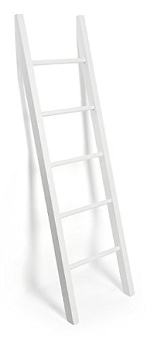 Displays2go Leaning Ladder Rack Display with 5 Rails for Hanging Clothing – White (LDRRCKWT62)