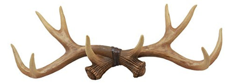 Ebros Rustic Hunter's 10 Point Stag Deer Antlers Rack Wall Plaque 17"Wide Coat Hooks Multi-Purpose Hats Keys Scarves Belts Towels Pet Leashes Hangers Antler Wall Hook (Rustic Brown)