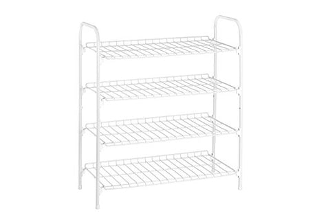 Honey-Can-Do SHO-01172 Wire Shoe & Accessory Rack, White, 4-Tier