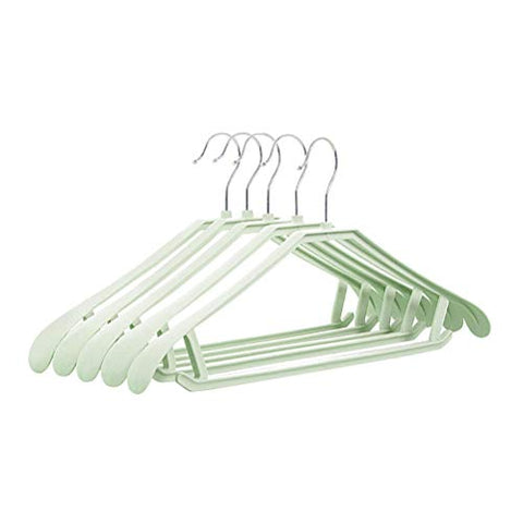 VORCOOL 5PCS Anti-Skid Clothes Hangers Suit Hangers Shirts Sweaters Dress Hanger Hook Drying Rack (Light Green)