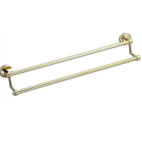 Ping Bu Qing Yun Towel Rack - All Copper, Gold Plated High and Low Double Bathroom Perforated Towel Rack, Suitable for Bathroom, Home -60X9.2X13cm Towel Rack