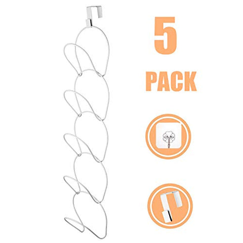 senbowe 5 Pack Door & Wall Hat Rack,Cap Rack,Hat Organizer,Baseball Cap Holder Organizer for Baseball, Caps, Apron, Kitchen,Towel,Scarf Closet (Door Hooks and Sticky Hooks Include)