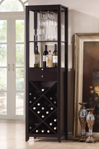 Arles Espresso Wood Wine Tower Cabinet