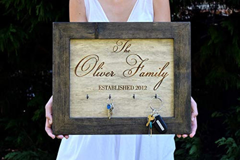 Wall Key Hanger - Key Holder - Family Established Sign - Personalized Gift - Wall Key Rack - Family Name Sign - Wedding Shower Gift - Decor