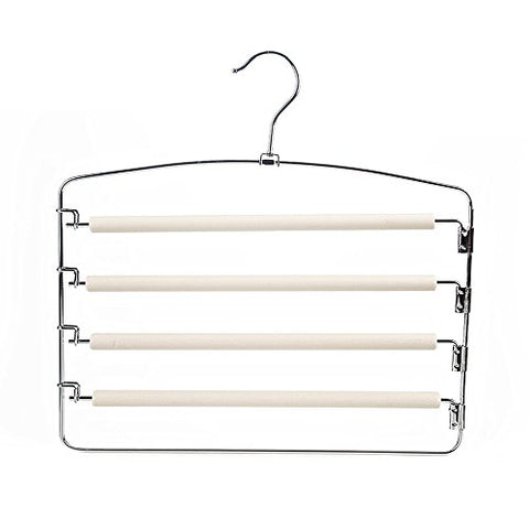 SANSHI White Stainless Steel Pant Hangers With Foams Removable Swing Arm Trouser Hanger Storage Organizer