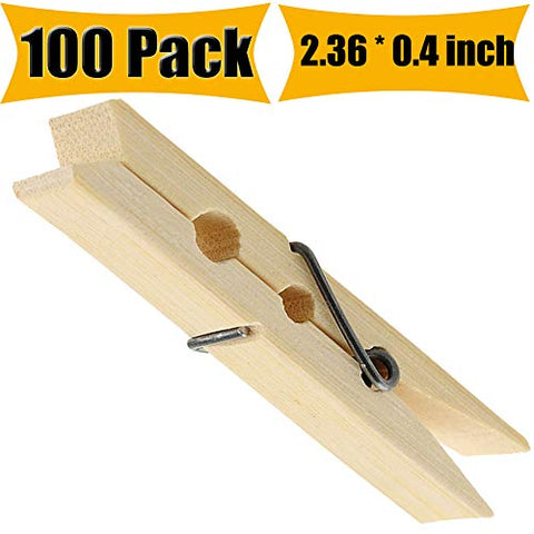 Clothespins Clips Clothes Pins Natural Wood Heavy Duty Clips 2.37" Wide Hanging Clothes Peg Clothes Clip Large Clothes Pegs Laundry Home School Arts Crafts Decor Pins Indoor Outdoors (100 Pack)
