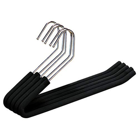 Absolutely Perfect Open End Trouser Hangers Slack Pant Hanger with Non-Slip Foam Coated Black 5-Pack