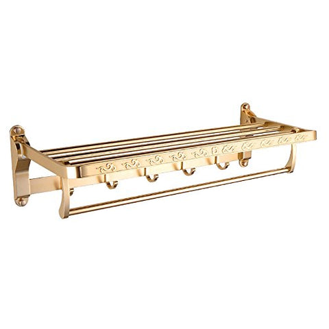 Ping Bu Qing Yun Towel Rack - Space Aluminum, Gold European Style Perforated Multi-Function Bathroom Hardware Towel Towel Rack, Suitable for Bathroom, Family - Three Styles Available Towel Rack