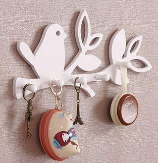 Culturemart Bird/Love DIY Wood Decorative Wall Hooks for Hanger Storage Rack Organizer Shelf Key Holder for Coat Clothes Home Decor