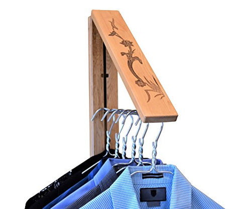 InstaHANGER Lotus Leaf Closet Organizer, The Original Folding Drying Rack, Wall Mount, Finely finished Pine