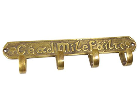 Biddy Murphy Key Holder Cead Mile Failte 100,000 Welcomes Antique Brass Home Décor Wall Hanging
