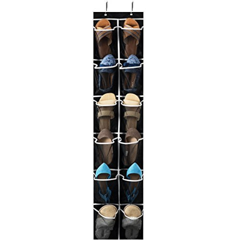 ZOBER Over The Door Shoe Organizer - 12 Mesh Pockets, Space Saving Hanging Shoe Holder for Maximizing Shoe Storage, Accessories, Toiletries, Etc. No Assembly Required, Organizer for Shoes 57½” x 12”