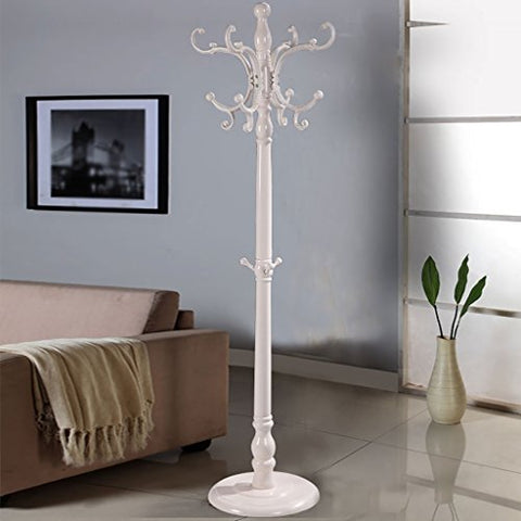 LXLA- Wooden Coat Rack Floor-standing Hangers Clothes Rack Installation Shelf Brown White 185 40 40 Cm (Color : Ivory)