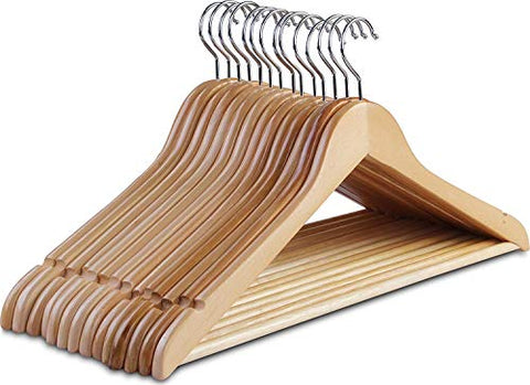 Clothes Hangers, Wooden Hangers Ultra Thin Space Saving Non-Slip Hangers Velvet Hangers Suit Hangers Ideal for Everyday Standard Use, Clothing Hangers 10 Pack