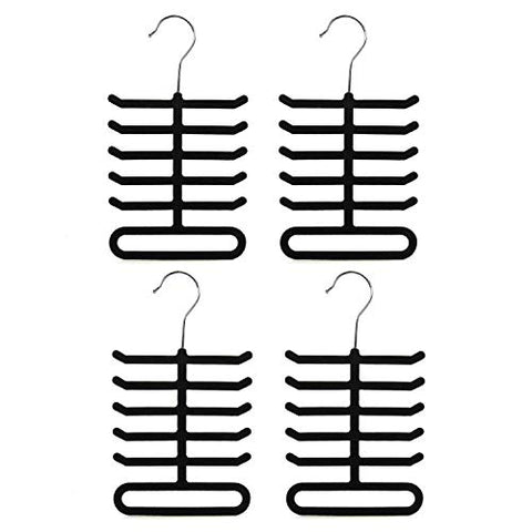 SAVORLIVING Tie Rack (Set of 4) Belt Hanger Holder Tie Storage Organizer Plastic Non-Slip Holder for Hanging Ties Belts Scarves