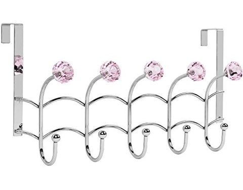 Galashield Over The Door Hook Pink Acrylic Hooks and Stainless Steel Organizer Door Hanger Towel Rack (10 Hooks)