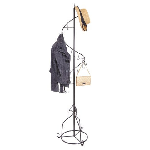 MyGift Elegant Black Metal 14 Hook Spiral Coat Hanger/Bag Display/Garment Rack Stand