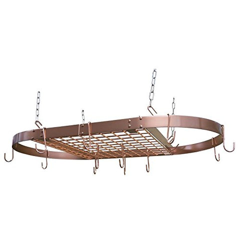 Range Kleen CW6015 Copper Motif Hanging Oval Pot Rack 1.5 Inch H by 33 Inch W by 17 Inch D