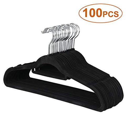 SUPER DEAL Flocked Hangers Velvet Suit Hangers Non-Slip Clothes Hangers - 360 Degree Swivel Hook?100-Pack