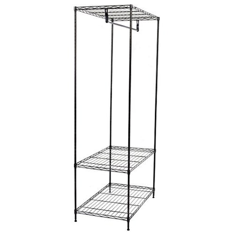 mybesty 3-Tier Clothing Garment Rack Hanger Shelving Wire Shelf Dress Portable Wardrobe