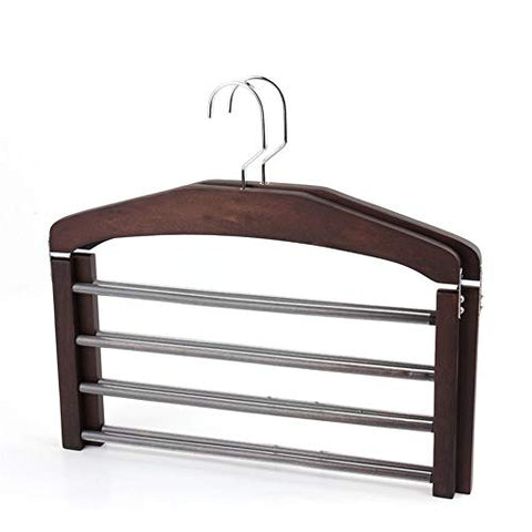 Techecho Solid Wood Pants Rack Multi-Function Hanger Multi-Layer Towel Rack Tie Hanger Scarf, Belt, Accessory Organiser (Color : Brown)